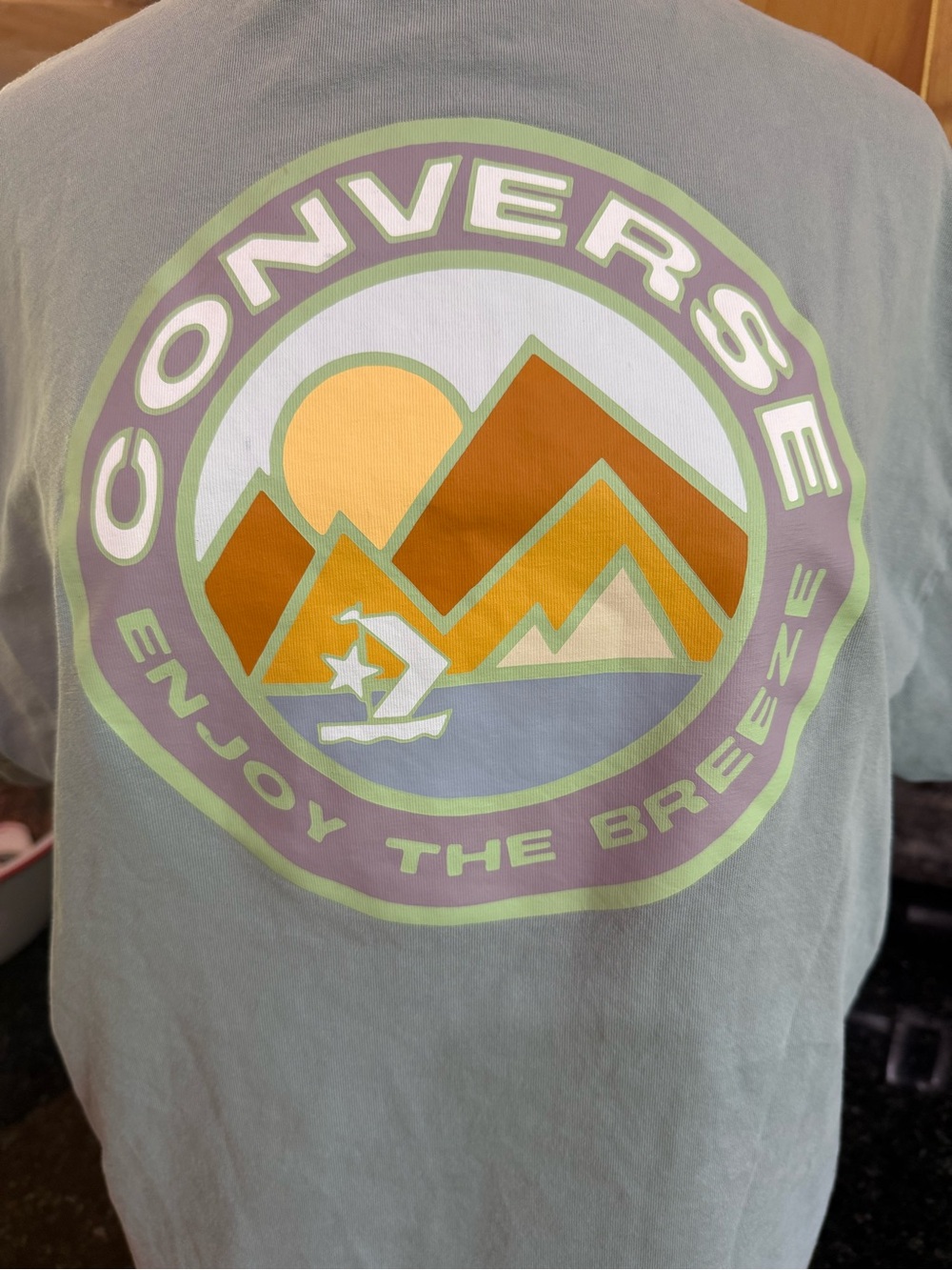 Converse Crewneck Tee in Sage Green with White Logo